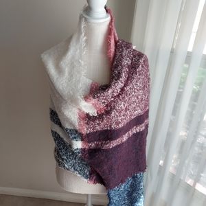 UNA TALLA CLASSIC SOFT PLAID FRINGE TRIM  COZY BLANKET WRAP/SCARF